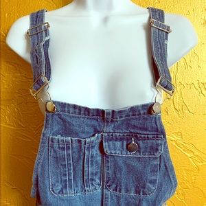 Blue Denim Cropped Overalls